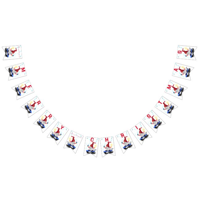 Weihnachts-Jagdfahnen Skater Gnome mit Geschenken Wimpelkette (Alle)