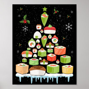 Weihnachts-Japanisch Sushi Weihnachtsbaum Feiertag Poster