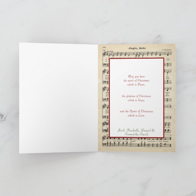 Weihnachts Jingle Bells Sheet Music Karte (Innenseite)