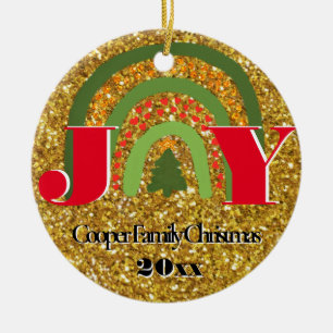 Weihnachts Jored gold-grüner Regenbogen personalis Keramik Ornament