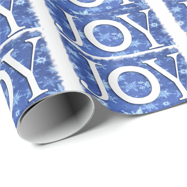 Weihnachts JOY Blue Muster Wrapping Paper Geschenkpapier (Rolleneckpunkt)