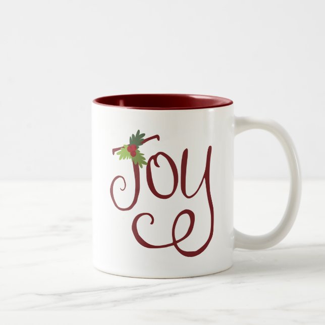 Weihnachts-Joy Handschrift Typografie Zweifarbige Tasse (Rechts)