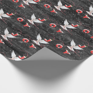 Weihnachts-Joy-Taube auf Holzschutzpapier Geschenkpapier