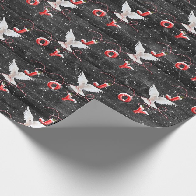 Weihnachts-Joy-Taube auf Holzschutzpapier Geschenkpapier (Ecke)