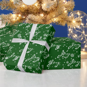 Weihnachts-JOY-Text in Schneeflocken Geschenkpapier