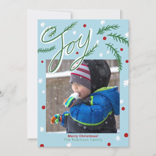 Weihnachts-Joy-Trems und Schnee-Foto Karte (Vorderseite)