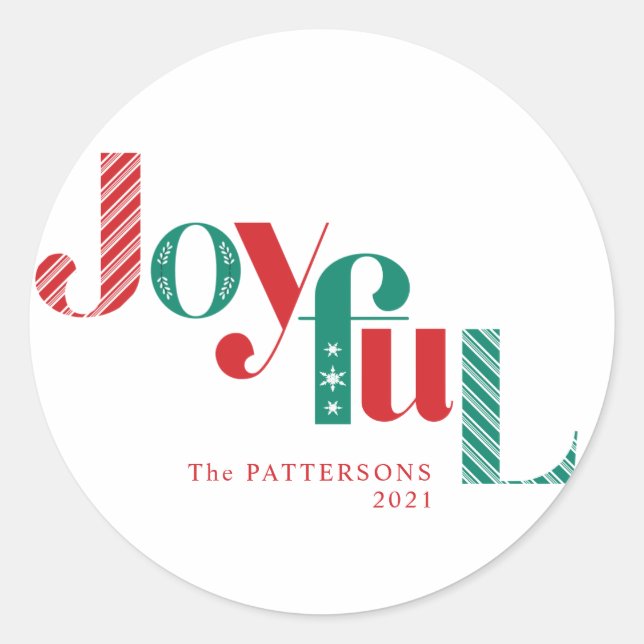 Weihnachts-Joyful Classic Round Sticker (Vorderseite)