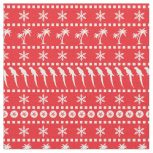 Weihnachts-Jumper-Muster von Papageien und Palmen  Stoff