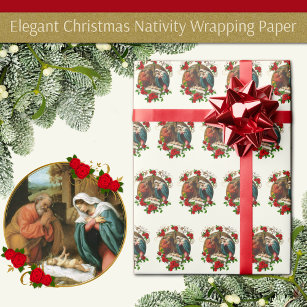 Weihnachts-Jungfrau Mary Baby Jesus Joseph Krippe Geschenkpapier