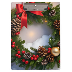 Weihnachts-Käfer Pine Red Ribbon Snow Klemmbrett