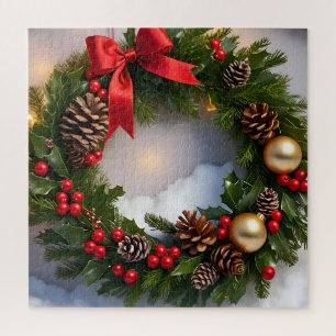 Weihnachts-Käfer Pine Red Ribbon Snow Puzzle