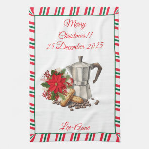 Weihnachts-Kaffee-Liebhaber-Kunst mit Biscotti Geschirrtuch