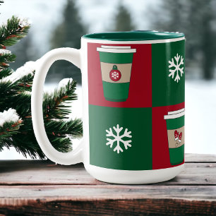 Weihnachts-Kaffeetassen Schneeflocken Urlaub Zweifarbige Tasse