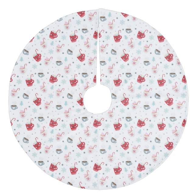 Weihnachts-Kakaopulver und Candy Canes Fleece Weihnachtsbaumdecke (Vorderseite)