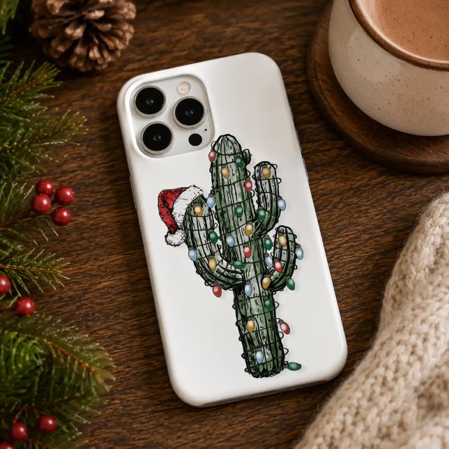 Weihnachts-Kaktus mit Lichtern iPhone Hülle (Von Creator hochgeladen)