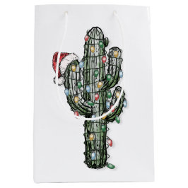 Weihnachts-Kaktus mit Lichtern Mittlere Geschenktüte