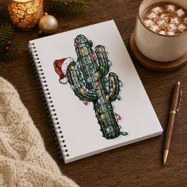 Weihnachts-Kaktus mit Lichtern Notizbuch