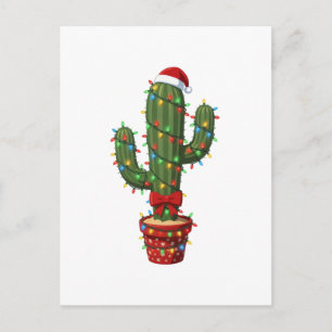 Weihnachts-Kaktus mit Santa-Hut Xmas-Pflanze Postkarte