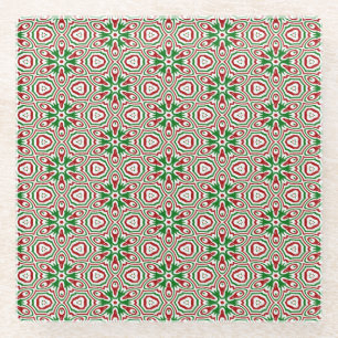 Weihnachts-Kaleidoskop-Muster Glasuntersetzer