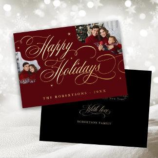 Weihnachts-Kalligrafie-Foto Familienname Karte