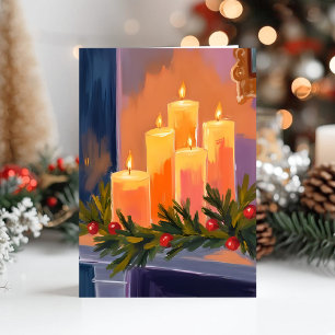 Weihnachts-Kamin-Kerzen-Girlande Feiertagskarte