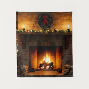 Weihnachts-Kamin Wandteppich