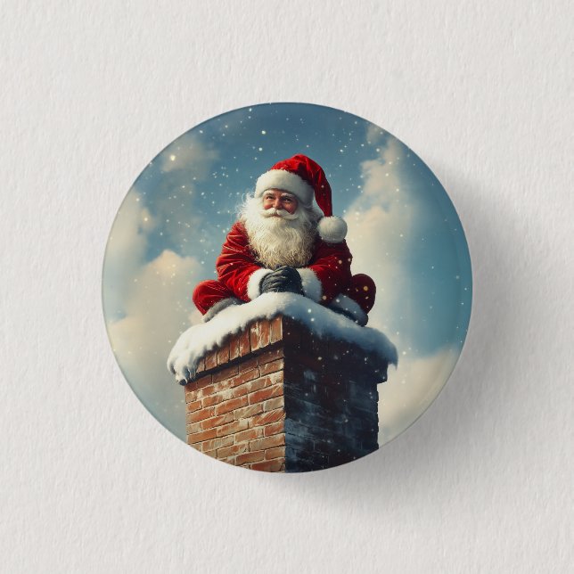 Weihnachts-Kaminpause: Ein Winterlächeln Button (Vorderseite)
