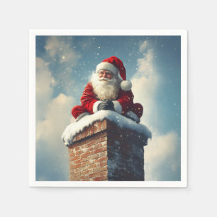 Weihnachts-Kaminpause: Ein Winterlächeln Serviette