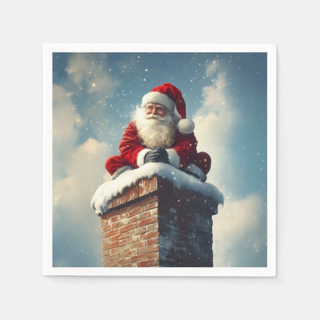 Weihnachts-Kaminpause: Ein Winterlächeln Serviette (Vorderseite)