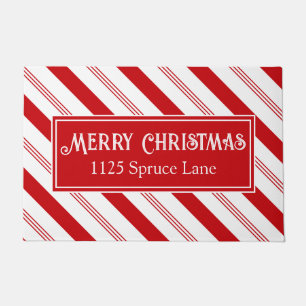 Weihnachts-Kandiszucker-Streifen und Vintage-Text Fußmatte