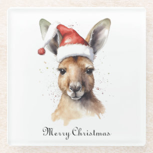 Weihnachts-Kangaroo, anpassbar Glasuntersetzer