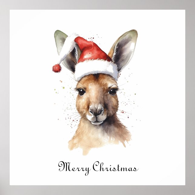 Weihnachts-Kangaroo, anpassbar Poster (Vorne)