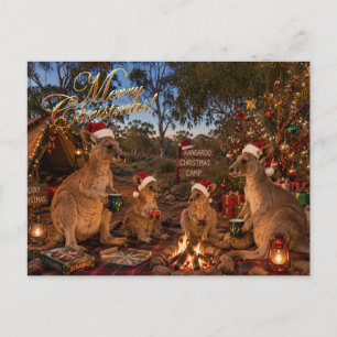 Weihnachts-Känguru-Camping Feiertagspostkarte