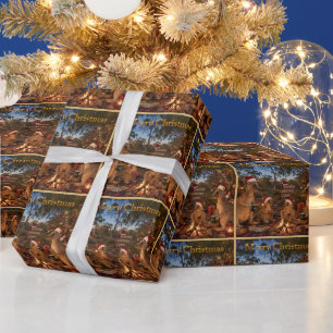 Weihnachts-Känguru-Camping Geschenkpapier