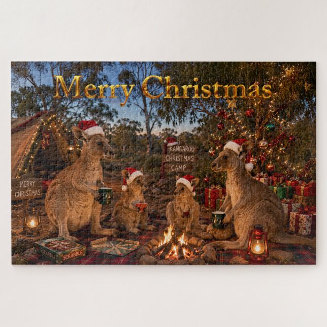 Weihnachts-Känguru-Camping Puzzle (Horizontal)