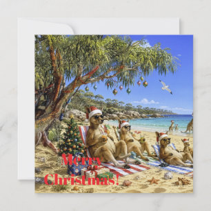 Weihnachts-Känguru-Strand-Picknick Frohe Weihnacht Feiertagskarte