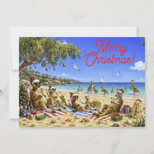 Weihnachts-Känguru-Strand-Picknick Frohe Weihnacht Feiertagskarte