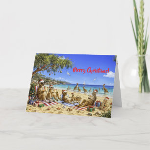 Weihnachts-Känguru-Strand-Picknick Frohe Weihnacht Feiertagskarte