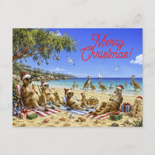 Weihnachts-Känguru-Strand-Picknick Frohe Weihnacht Feiertagspostkarte