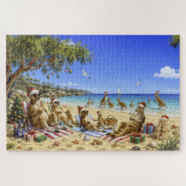 Weihnachts-Känguru-Strand-Picknick Frohe Weihnacht Puzzle