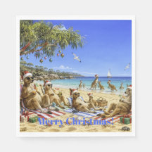 Weihnachts-Känguru-Strand-Picknick Frohe Weihnacht