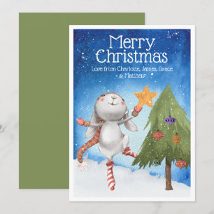 Weihnachts-Kaninchen-Schneekarte Einladung