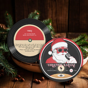 Weihnachts-Karaoke cooler Santa Vintage-Schallplat Einladung
