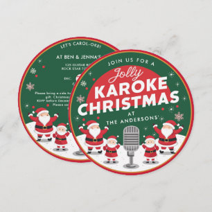 Weihnachts-Karaoke-Party-Singen-Santa-Vinyl-Schall Einladung