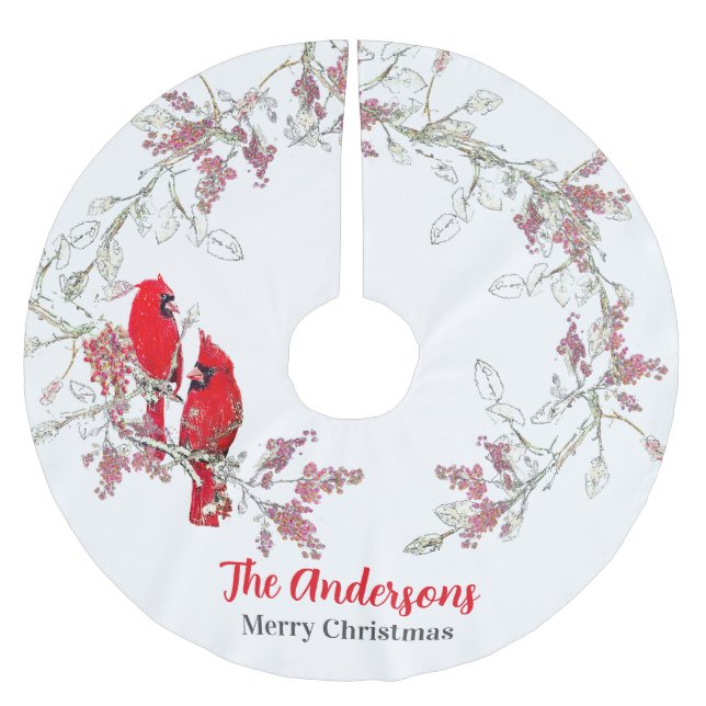 Weihnachts-Kardinal-Baumrock Polyester Weihnachtsbaumdecke (Vorderseite)