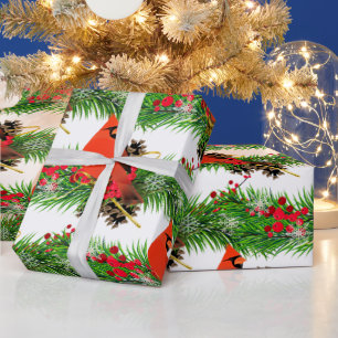 Weihnachts-Kardinal Bird Glossy Geschenkpapier