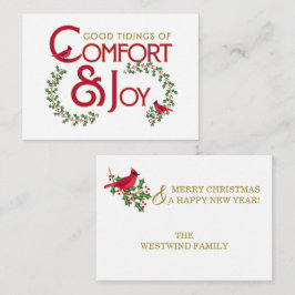 Weihnachts Kardinal Comfort and Joy Flat Note Card Mitteilungskarte