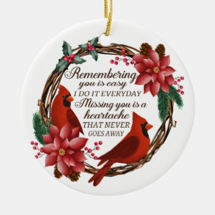 Weihnachts-Kardinal Custom Memorial Loss Familie Keramik Ornament