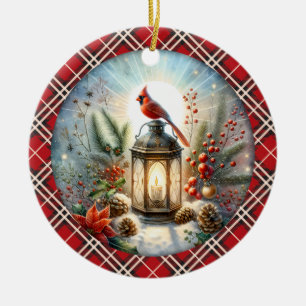 Weihnachts-Kardinal Erinnern Liebe eine Laterne Keramik Ornament