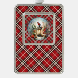 Weihnachts-Kardinal Erinnern Liebe eine Laterne Rahmen-Ornament Silber